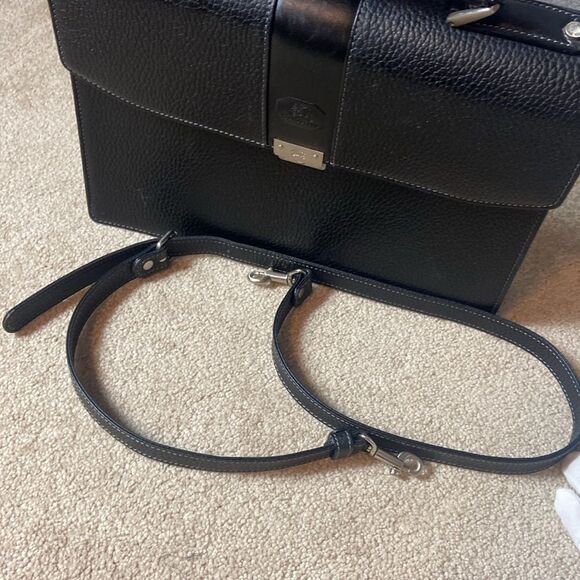 BURBERRY BLACK LEATHER BREIFCASE CROSSBODY WITH PLAID CHECKERED INTERIOR - Picture 12 of 12